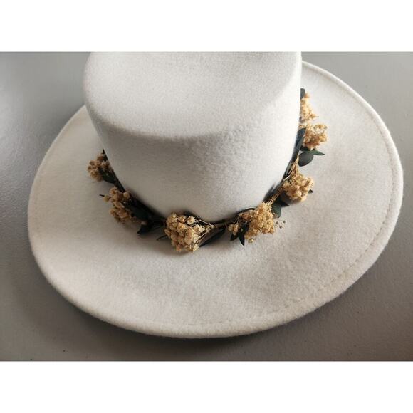 NWT San Diego Hat Co. Felt Boater Bliss Women Wool W/Dried Babies Breath Ivory main image 5